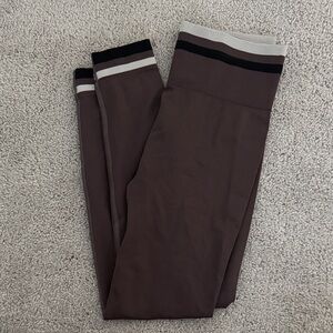 Brown Leggings with Striped Waistband
